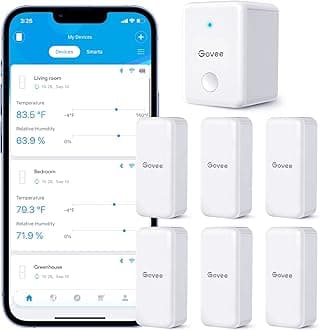 WiFi Hygrometer Thermometer 6 Pack H5100, Indoor Wireless Temperature Humidity Sensor Monitor with Remote App Notification Alert, 2 Years Data Storage Export, for Home, Greenhouse