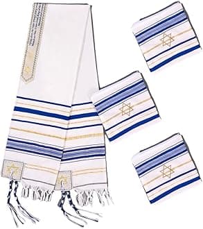 blue men's prayer shawl Christian prayer scarf jewish tzitzit tallit cloth rainbow jerusalem clothes Israel design