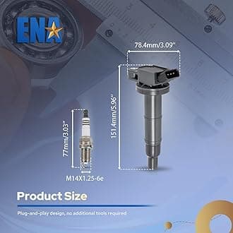 ENA Pack of 4 UF333 Ignition Coil 7092 Spark Plug 2.4 L4 Compatible with Toyota Camry Corolla Highlander Matrix RAV4 Solara HS250h tC xB 2001 2002 2003 2004 2005 2006 2007 2008 2009 2010 2011 2012