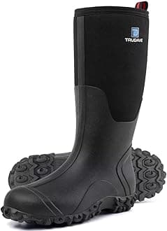 Rubber Boots for Men with Steel Shank, Waterproof Insulated Reliable Rain Boots for Outdoor Work Hunting, Warm Dry 5mm Neoprene Anti-slip All-Season Mud Boots, Size 5-14