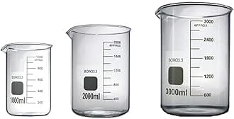 Rocwing Boro 3.3 Glass Graduated Measuring Beaker for Lab or Kitchen (1L+2L+3L)