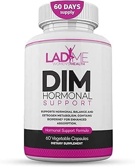 DIM Complex 150mg Hormonal Support Menopause Relief Supplement for Hot Flashes & Hormonal Acne Relief Bioperine, Broccoli & Calcium Estrogen Metabolism Balancing Pills for Women 60 Capsules by LadyMe