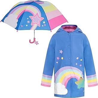 addie & tate girls Kids Umbrella and Raincoat Set for Boys Ages 3-7 Raincoat for boys (pack of 2)