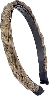 DIGUAN Width 0.6 inches Narrow Synthetic Hair Plaited Headband Braid With Teeth Hair Band Accessories for Women Girl (Dark Blonde)