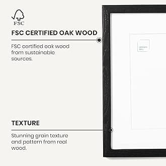 Opposite Wall - 12x12 in - Black Solid Oak Wood Picture Frame - Lightweight, Versatile & Shatterproof - Wall Hanging Poster or Photo Frame - Wall Decor for Office, Gallery & Home - 2 Pack