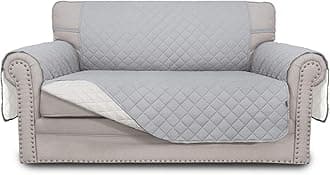 Easy-Going Reversible Loveseat Couch Cover for 2 Cushion Couch Sofa Cover for Dogs Water Resistant Furniture Protector with Foam Sticks Elastic Straps for Pet (Loveseat, Light Gray/Ivory)