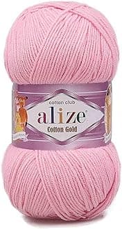 55% Cotton 45% Acrylic Alize Cotton Gold Yarn 1 Skein/Ball 100 gr 360 yds (518 - Ballerina Pink)