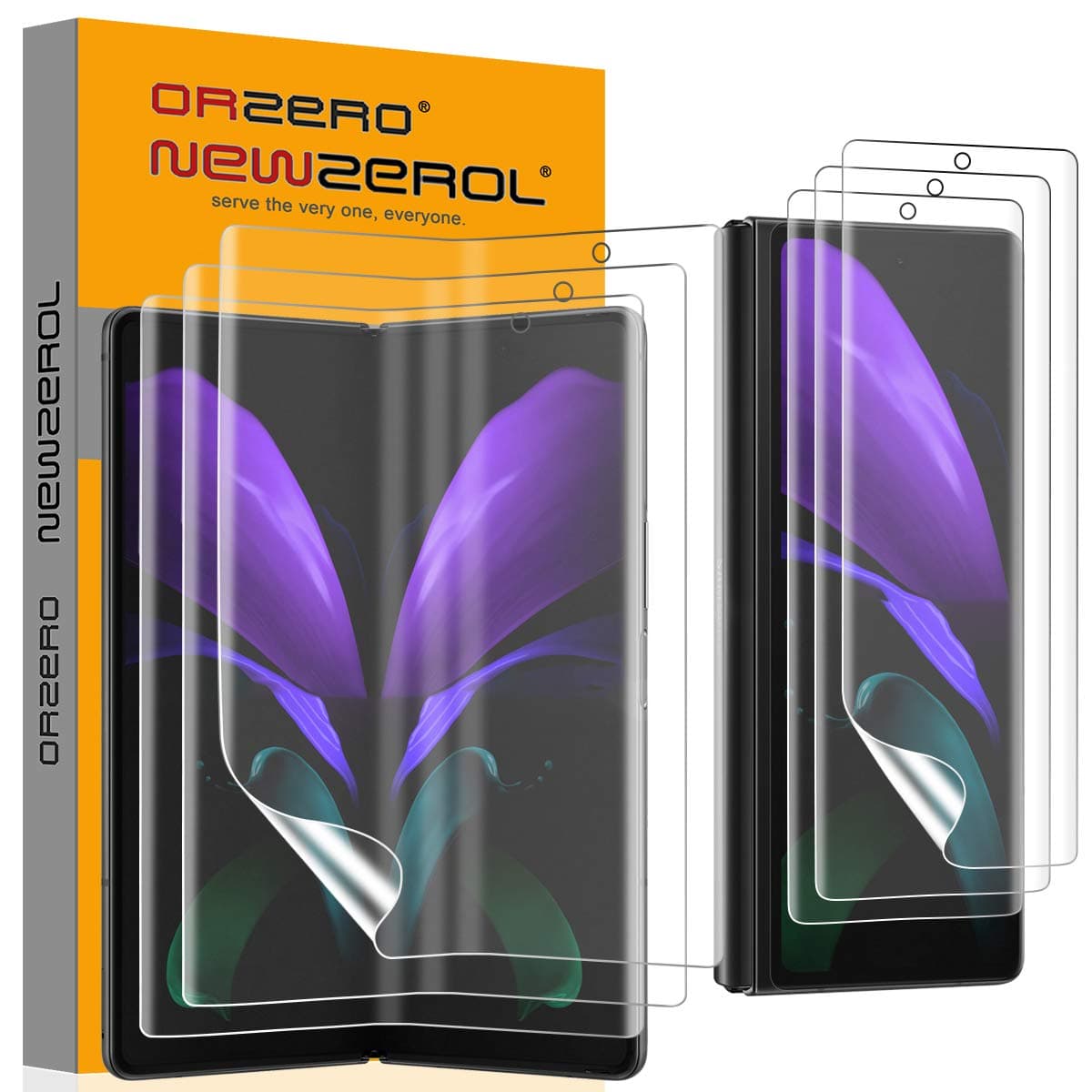 NEWZEROL 3 Sets Compatible for Samsung Galaxy Z Fold 2 5G Screen Protector [In-screen Fingerprint Recognition] [Full Coverage] TPU 3D Edge to Edge Soft Protective Film for Samsung Galaxy Z Fold 2 5G
