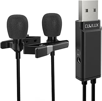 USB Dual Lavalier Microphone with 3.5mm Jack