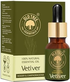 Old Tree Vetiver Essential Oil for Skin Care, Home Fragrance and Soap Making (15ml) - Pure Natural Aromaherapy Oil for Bath, Diffuser with Glass Dropper