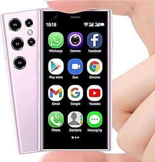 S23Pro 3G Mini Smartphone 3.0 Inch WiFi GPS RAM 2GB ROM 16GB Quad Core MTK6580 Android 8.1 Cell Phones Slim Body HD Camera Dual Sim Cute Palm Smartphone (Light Purple)