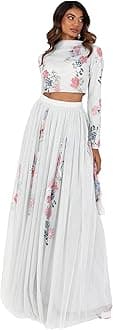 Maya DeluxeWomen's Indian Traditional Dress for Women Outfit Lengha Choli Lehenga Saree Skirt and Top Dupatta Coord Set for Wedding Guest Top Skirt Coord (pack of 1)