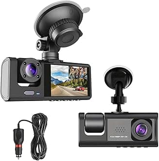 Dual Dash Camera for Car Front and Inside Dash Cam Car Security Video Recorder with Audio 1080P Vehicle Cam Plug and Play, WDR, Night Vision, G-Sensor Auto Lock, 2 Inch Screen