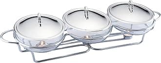 Galashield Chafing Dish Buffet Set 3 Section 1.5 QT Each | Food Warmers for Parties Buffet, Oven Safe Glass Serving Dish with Stainless Steel Base and Cover