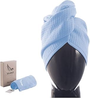 100% Turkish Cotton Hair Towel Wrap for Women,Non Microfiber,400-GSM(Grams per Square Metre),AntiFrizz,Hair Plop Waffle Towels for Curly,Long&Thick Hairs,Turban Head Wrap,1Pack10x26inc