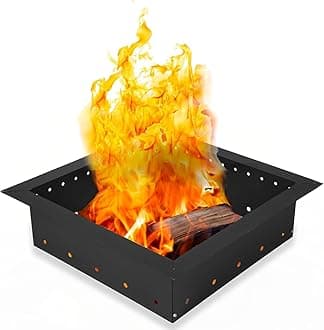 Square Fire Pit Ring 36 inch Outer/30 inch Inner, 36x30x10 Inches Heavy Duty Metal Smokeless Square Fire Pit Insert Liner, for Outside, Outdoor Firepit Accessories