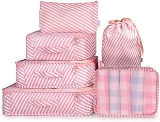 VAGREEZTravel Packing Cubes, VAGREEZ Lightweight Luggage Organizers Bags Set for Carry on Suitcase(Pink Strip)