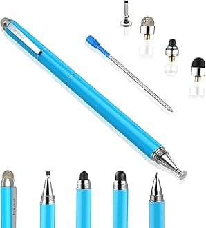 Penyeah Stylus, 4-in-1 Stylus Pen for Touch Screen, High Precision and Sensitivity Disc,Mesh,2 Sized Rubber Tips, Universal for iPhone/iPad/Android/Samsung/HP Tablets All Capacitive Touch Screens-Blue