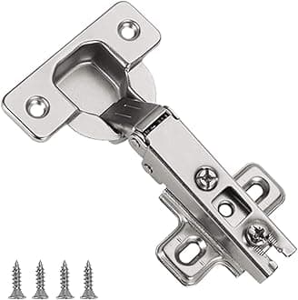 Furniware 10 Pcs Slide-on 35mm Kitchen Cabinet Wardrobe Door Hinge,110 Degree Self Close Full Overlay Standard Hinge-Nickel Plated