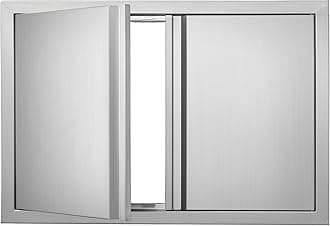 VEVOR Double Outdoor BBQ Kitchen Door, 28" W x 19" H Inch, Stainless Steel Flush Mount Vertical Door with Recessed Handles for Grilling Station