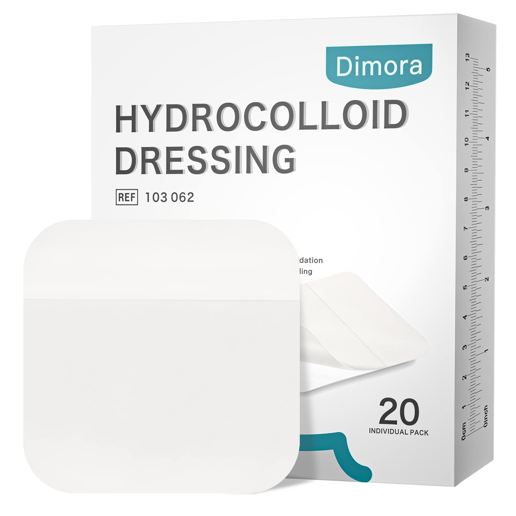 20 Pack Hydrocolloid Wound Dressing, Ultra Thin 4" x 4" Large Patch Bandages with Self-Adhesive