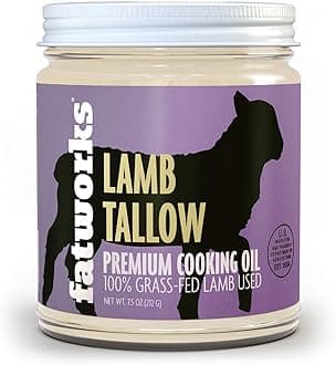 - Fatworks Premium Lamb (Mutton) Tallow, 100% Grass-Fed Grass-Finished, Pasture Raised, Artisanally Rendered, Gourmet, Ethnic Cooking, Baking, Frying, WHOLE30 APPROVED, KETO, PALEO, 7.5 oz.