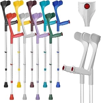 OssenbergClassic Open Cuff Ergonomic Grip Elbow Crutches – Grey – Pair | Lightweight Height Adjustable Economy Comfort Coloured Forearm Crutches for Adults Men & Women Mobility and Walking Aids