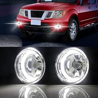 2in1 Angel Eye Fog Lights for Nissan 05-18 Frontier, 05-15 Xterra, 05-12 17-20 Pathfinder, 07-12 Sentra SE-R, 08-15 Armada, 10-19 NV200, 11-17 Leaf, LED Fog Lamp with Halo Ring DRL