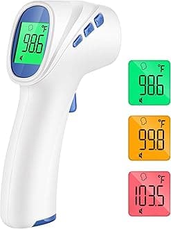 – Goodbaby Touchless Forehead & Object Thermometer, 2-in-1 Dual-Mode with Fast Accurate Results, LCD Display, Fever Alarm, 35 Set Memory, Adult & Family Use
