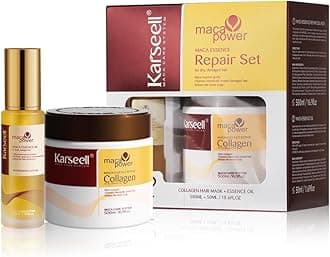 KarseellCollagen Hair Treatment Deep Repair Conditioning, Hair Mask Argan Oil Set for Dry Damaged Hair All Hair Types 16.9floz + 1.69floz