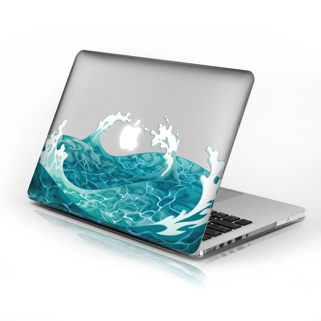 Rubberized Hard Case for 13 Inch Macbook Pro with Retina Display model number A1502 and A1425, Swirling Wave design with clear bottom case, Come with Keyboard Cover