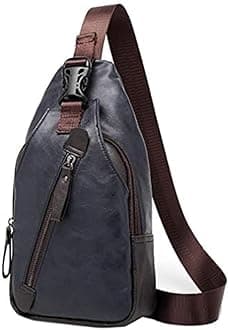 Hebetag Leather Sling Bag Crossbody Backpack for Men Women Travel Outdoor Camping