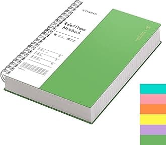 A4 Spiral Notebook Lined Journal, 300 Pages, College Ruled, 100gsm Thick Paper, Waterproof Softcover, Twin-Wire Binding, with Sticky Notes, Green (11.2" x 8.27")