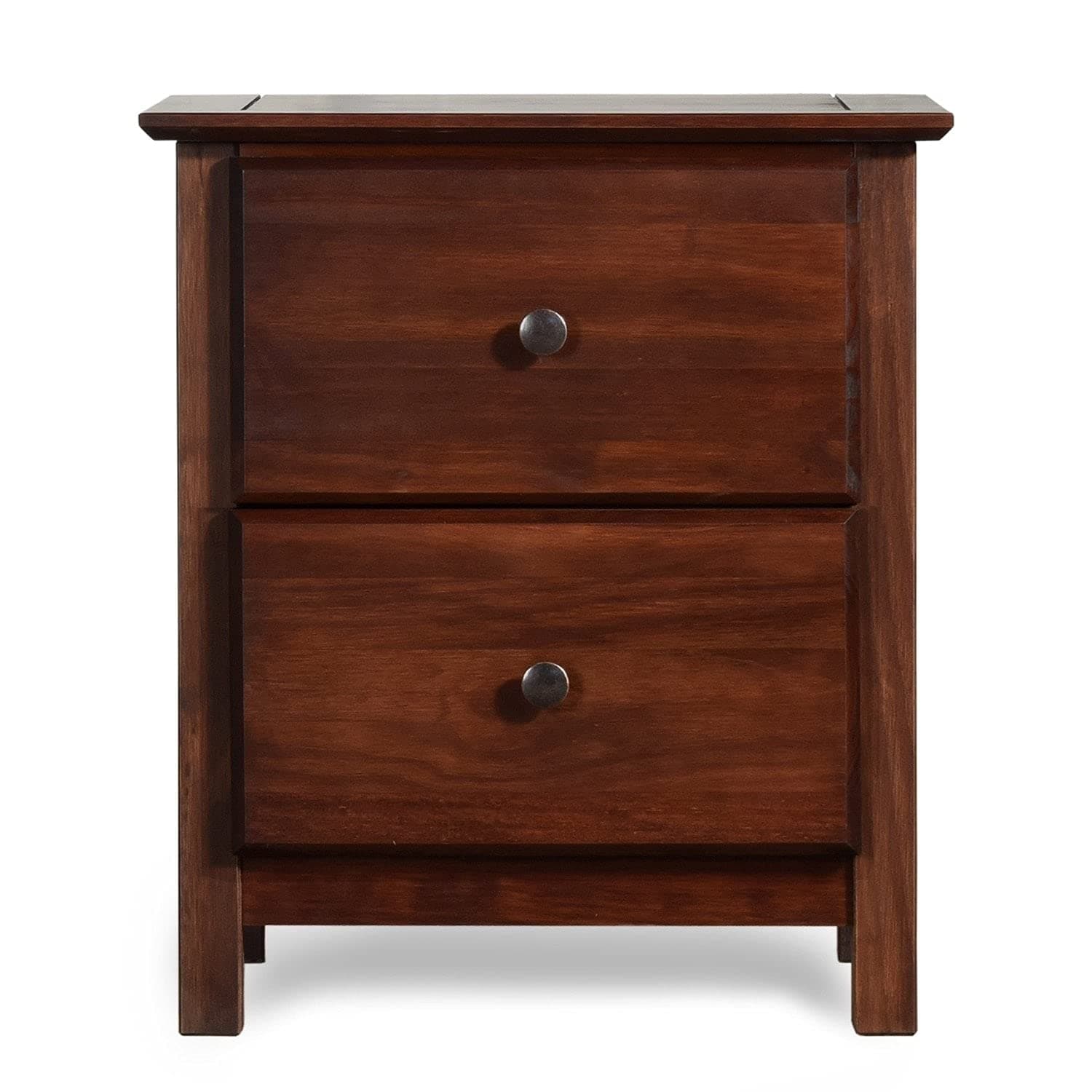 - Shaker 2-Drawer Bedside Nightstand, Solid Wood with Cherry Finish