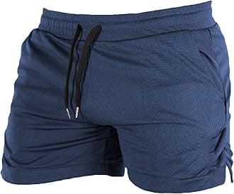 Men's Casual Bodybuilding Gym Shorts Workout Training Quick Dry Short Pants Lightweight Fitness Exercise Shorts (Dark Blue,X-Large)