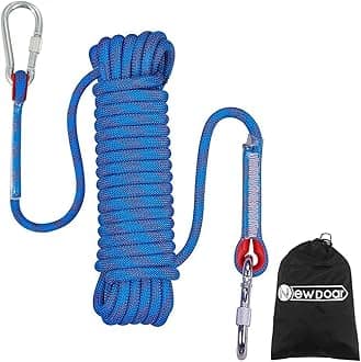 NewDoar Static Climbing Rope 10mm(3/8in) Accessory Cord Equipment Escape Rope Ice Climbing Equipment Fire Rescue Rope(Blue/33ft/10M)
