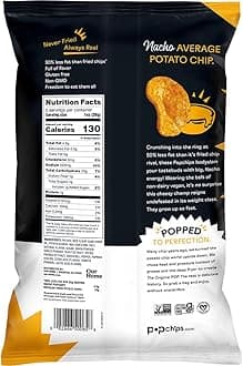 Popchips Potato Chips, Nacho, 5.0oz Share Bags, Gluten Free, Salty Snacks for Adults and Children, Non-GMO, Vegan, Kosher (Pack of 4)