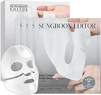 SUNGBOON EDITOR Deep Collagen Overnight Mask 37gx4ea | The real collagen 2,160,000ppb | Facial Hydrogel Masks with low molecular weight collagen for elasticity, firming, and moisturizing