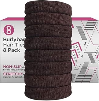 Burlybands Large Hair Ties for Thick Heavy or Curly Hair. No Slip No Damage Seamless Ponytail Holders Scrunchies Sports Thick Hair Ties (Brown 8 Pcs)