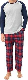 Mens Pajama Set Long Sleeve PJs, Soft Lightweight Sleepwear with Pockets, Comfortable Loungewear for Sleeping