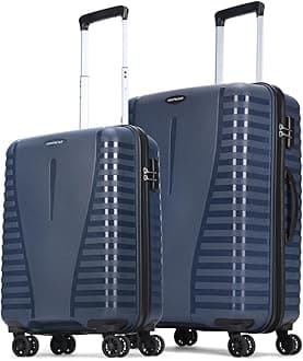 Aristocrat 2 Pc Polypropylene Airpro Set Cabin 55Cm(Small), 66Cm(Medium) 8 Wheels Spinner Trolley Bags for Travel Hard Case Luggage,Lightweight Bag with Combination Lock&3 Years Warranty (Blue),67 Cm