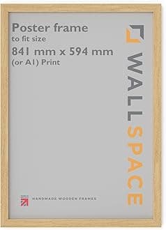 Wall Space A1 Frame in Oak | 59.4 x 84.1 cm Wooden Picture Frame for Posters - 594 x 841mm Made From Solid Oak