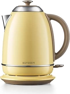 K640 Stainless Steel Electric Tea Kettle with Auto Shut-Off and Boil Dry Protection, 1.7 Liter Cordless Hot Water Boiler with Swivel Base, 1440W, Mellow Yellow