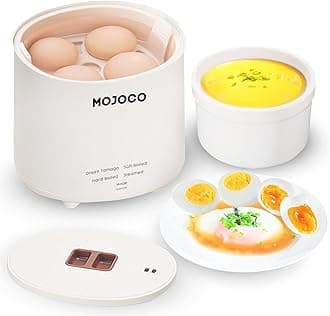 Mojoco Rapid Egg Cooker - Mini Egg Cooker for Steamed, Hard Boiled, Soft Boiled Eggs and Onsen Tamago - Electric Egg Boiler for Home Kitchen, Dorm Use - Smart Egg Maker with Auto Shut OFF and Alarm