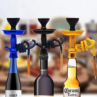 Hookah Set 1 Hose Shisha Hookah Complete Set Suitable for Glass Vase,Glass Bottles, Wine, Mini Pumpkin，Champagne (Gold)