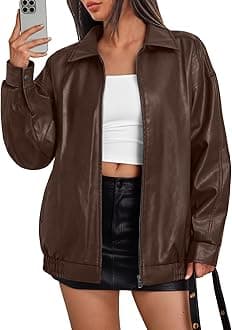 Womens Leather Jacket, Oversized Going Out & Everyday Statement Piece, Bomber Jacktes Moto Coat