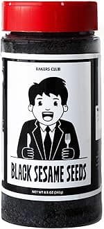 Premium Black Sesame Seeds 8.5oz - for Sushi, Tuna, Stir Fry, Bread, Poke Bowls - Kosher, Gluten Free, Rich in Sesame Oil - Ideal for Toasting, Cooking, Baking Bakers Club