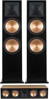 KlipschRF-7 III Cherry Wood Furniture Made Floorstanding Speaker Pair with a Klipsch RC-64 III Cherry Wood Furniture Made Center Channel Speaker (2017)
