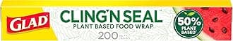50% Plant-Based Cling N Seal Food Wrap, 200 Square Foot Roll