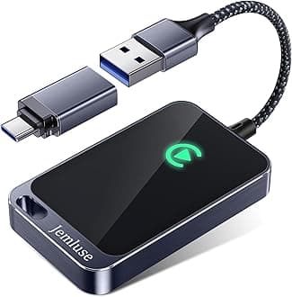 Jemluse Wireless CarPlay Adapter for Apple iPhone - Multi-User Seamless Connection for Convert Wired to Wireless Car Play Adapter - No Latency from iOS 10+ to Screen w/USB C (Gray)